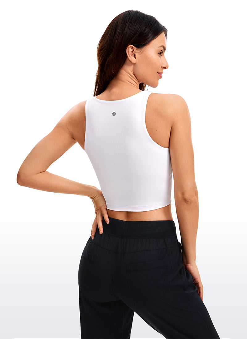 CRZ YOGA Women's Yoga Tight Fit ButterluxeTank Tops Racerback Cropped White @model_info:BOJ