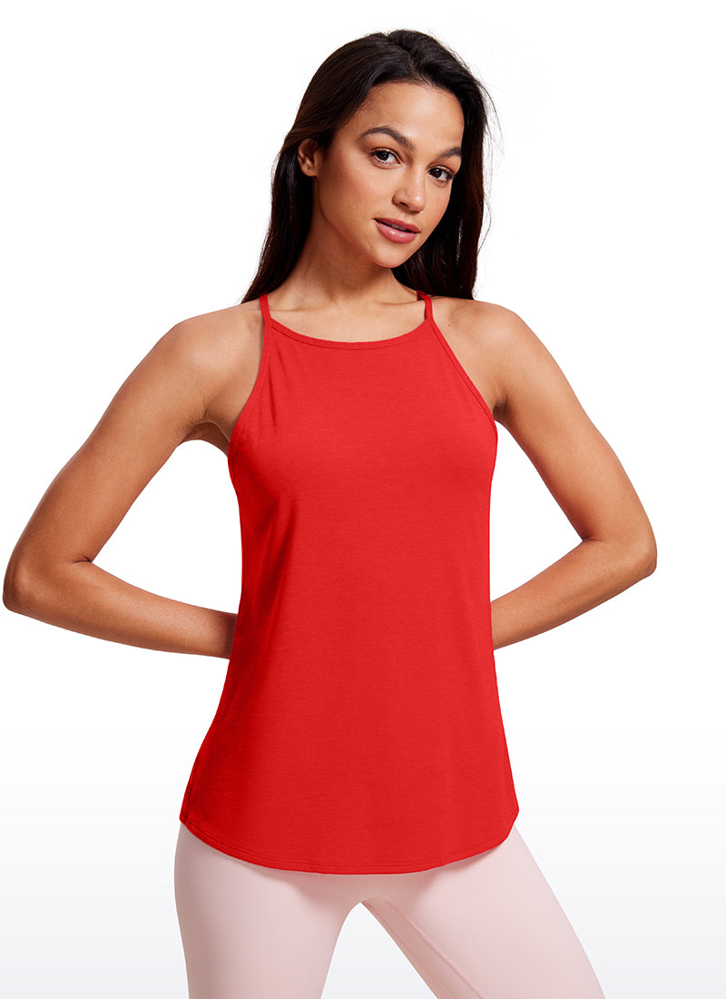 Halter Hip-Length High Neck Tank