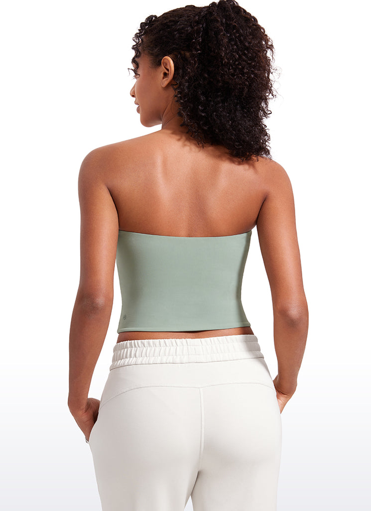 CRZ YOGA Women's Casual Butterluxe Tight Fit Strapless Tops Green Palm Court
