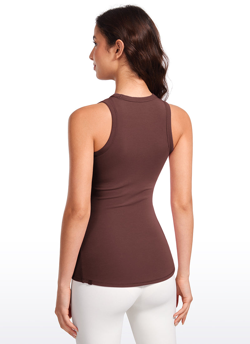 Hip Length High Neck Ribbed Racerback Tank