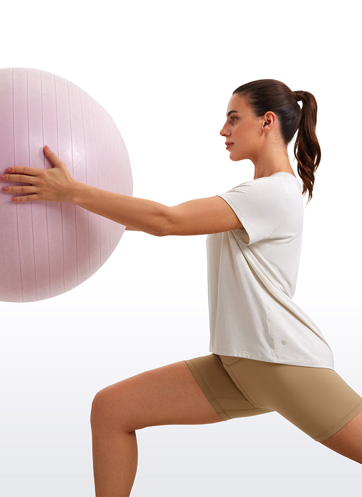 CRZ YOGA Women's Yoga Loose Fit Flowy Short Sleeves Crew Neck True Navy