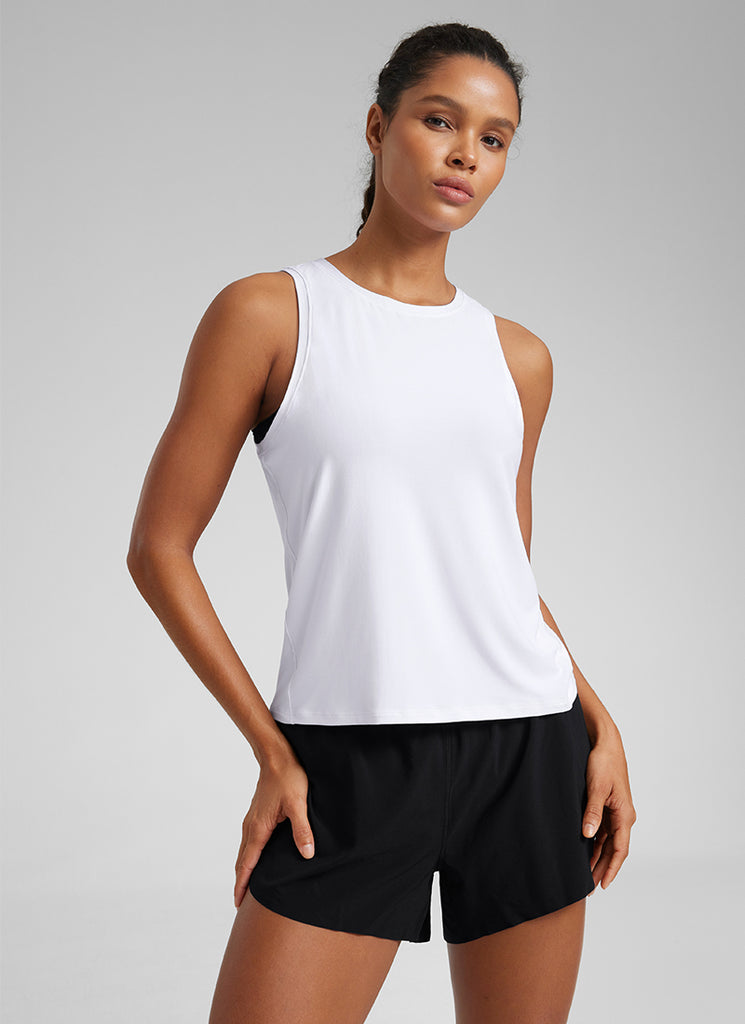 CRZ YOGA Women's Lightweight Workout Loose Fit Athletic Tank Crew Neck Black