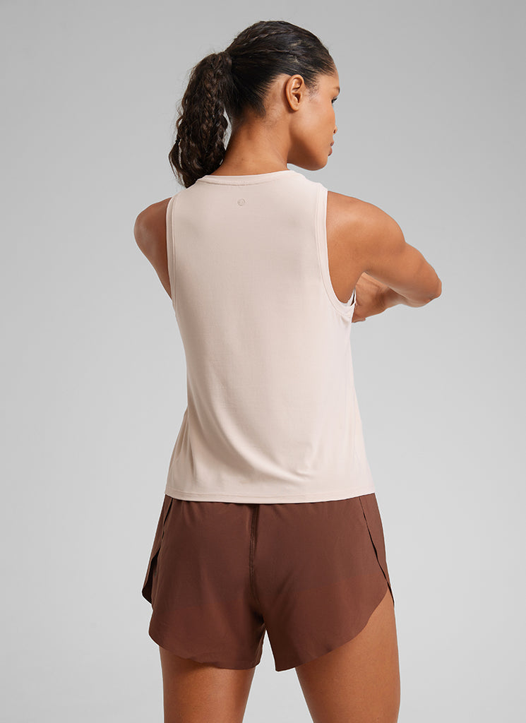 CRZ YOGA Women's Lightweight Workout Loose Fit Athletic Tank Crew Neck White