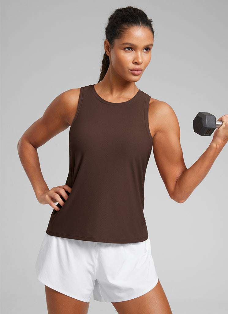 CRZ YOGA Women's Lightweight Workout Loose Fit Athletic Tank Crew Neck White Opal