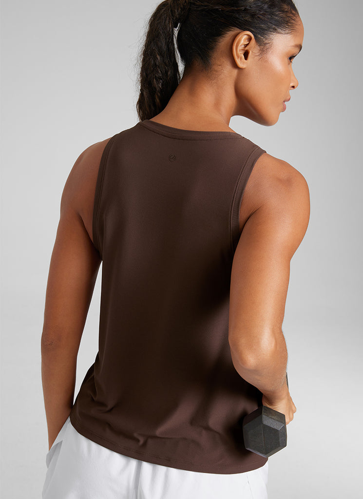 CRZ YOGA Women's Lightweight Workout Loose Fit Athletic Tank Crew Neck White Opal