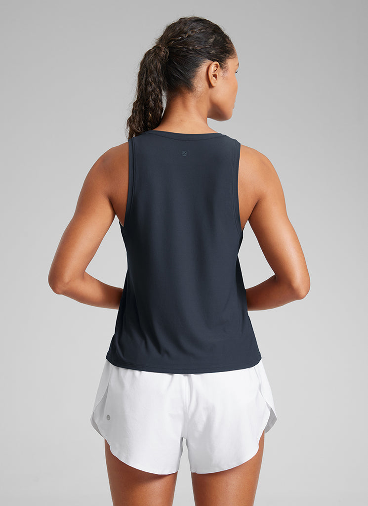 CRZ YOGA Women's Lightweight Workout Loose Fit Athletic Tank Crew Neck White Opal