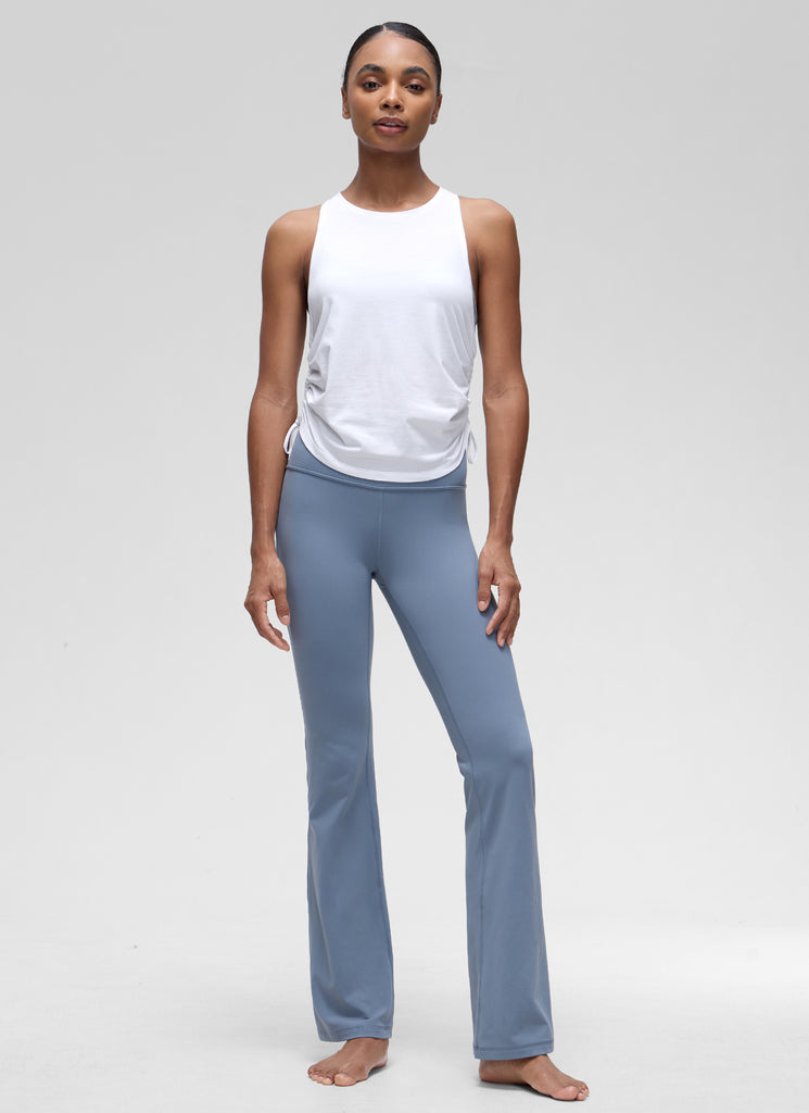 CRZ YOGA Women's Yoga Loose Fit Tops Pima Cotton Tank Ruched Racerback Black