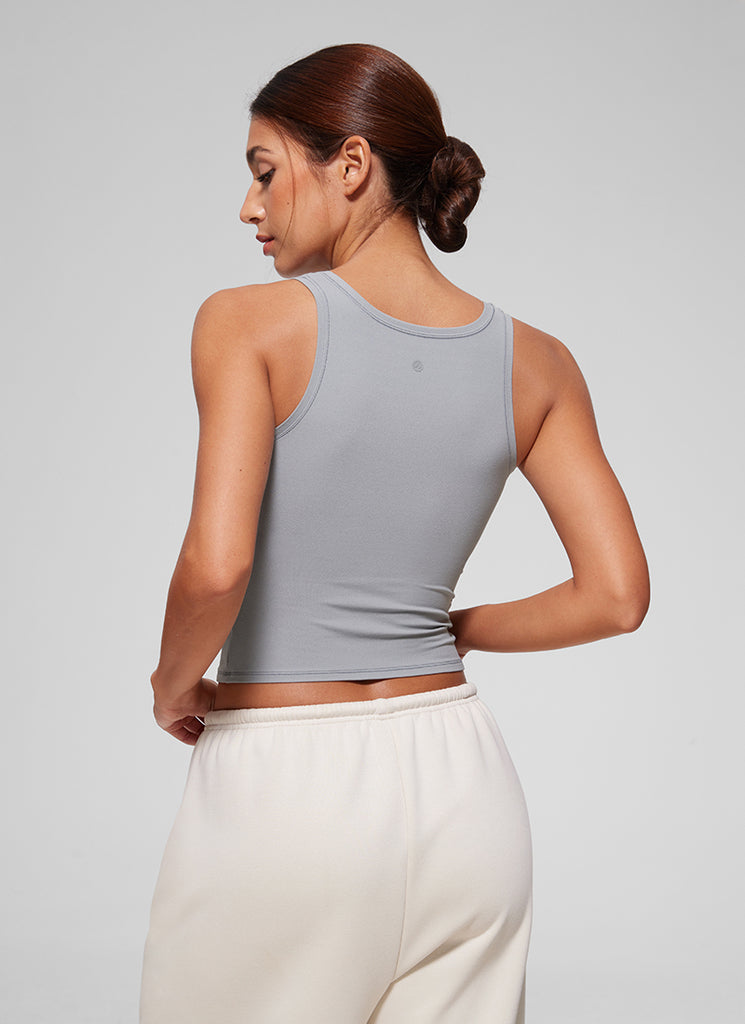 CRZ YOGA Women Softembrace Soft Double Lined Scoop Neck Tanks Casual Tops True Navy