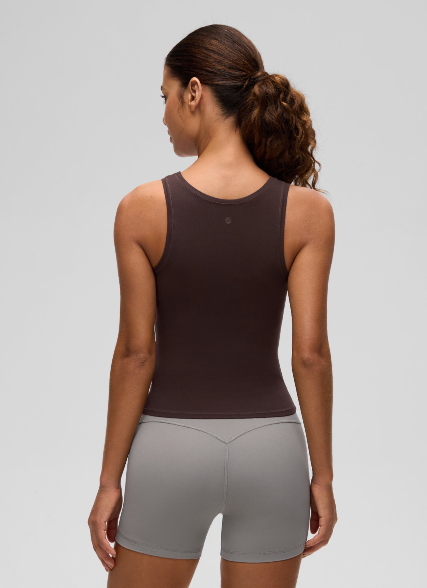 CRZ YOGA Women Softembrace Soft Double Lined Scoop Neck Tanks Casual Tops Hot Fudge Brown