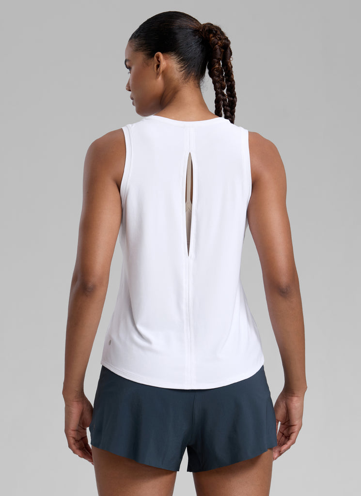 CRZ YOGA Women High Neck Cloudweight Open Back Lightweight Athletic Tank Black