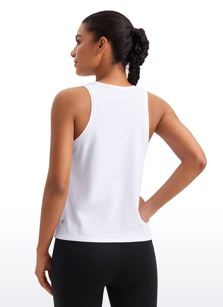 CRZ YOGA Pima Cotton Scoop Neck Racerback  Workout Sleeveless Tank Tops Black