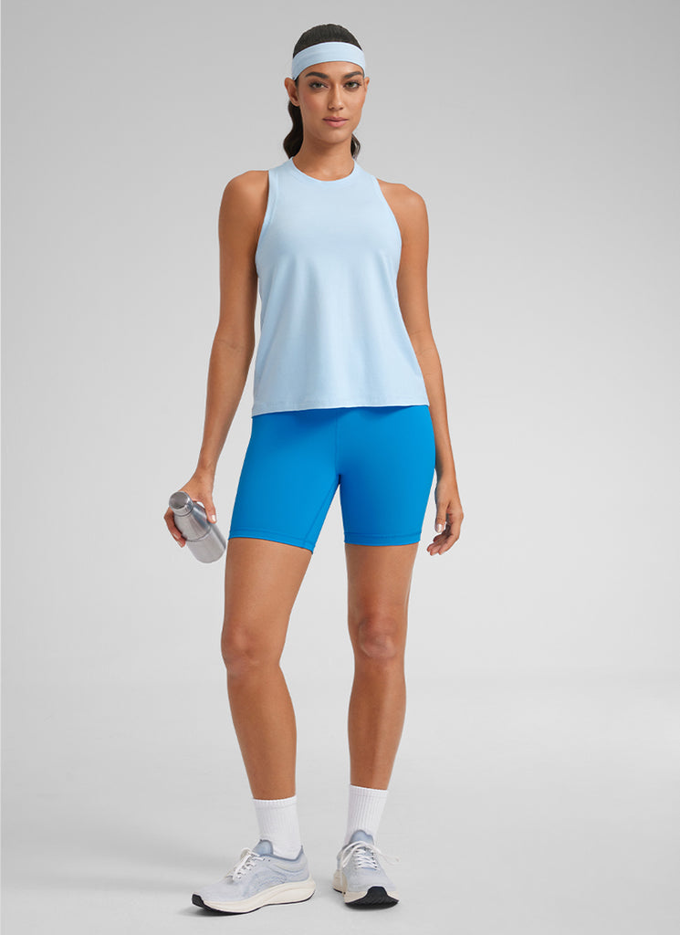 CRZYOGA Women's Pima Cotton High Neck Workout Tank Racerback Black