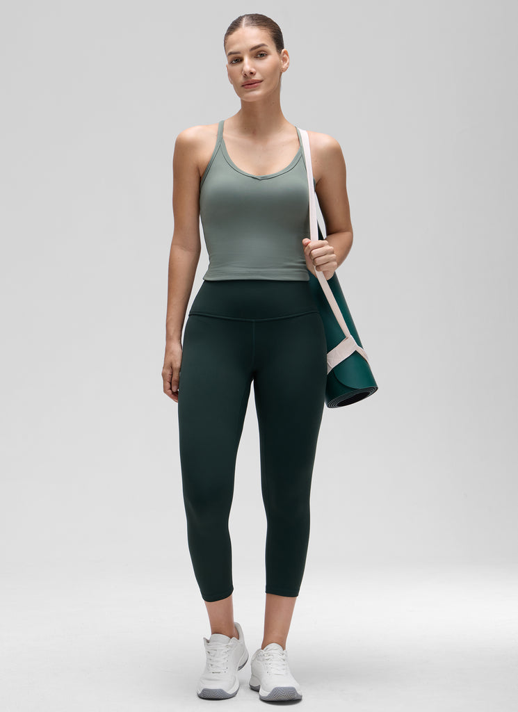 CRZ YOGA Women's Butterluxe Soft Double Lined V Neck Racerback Tanks True Navy