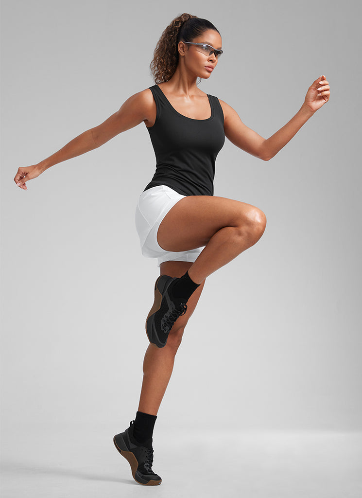 CRZ YOGA Women's Training  Low U-Back Breathable Top Sleeveless U Neck Black