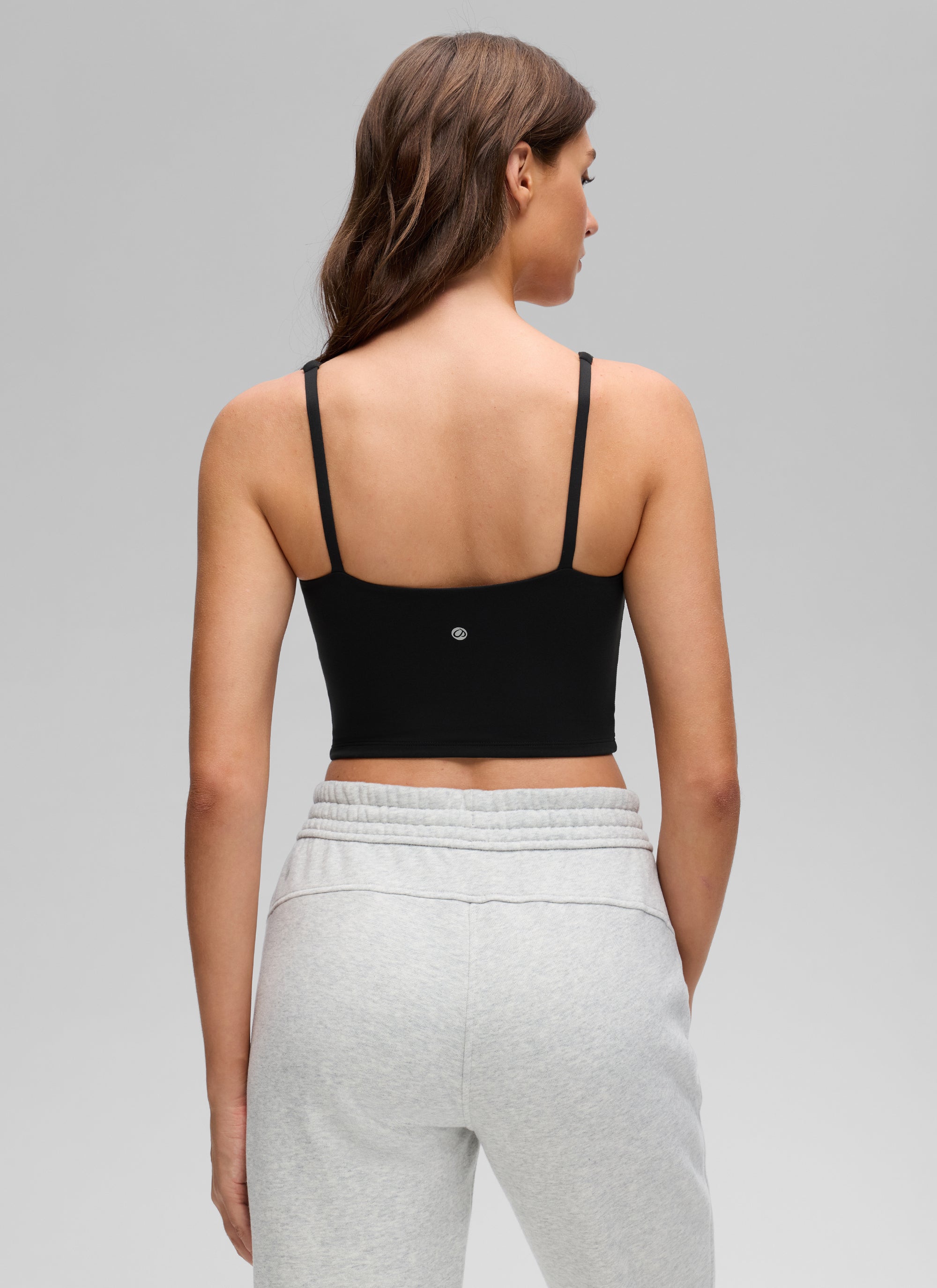 CRZ YOGA Women's Butterluxe Soft Square Neck Crop Double Lined Tank Black