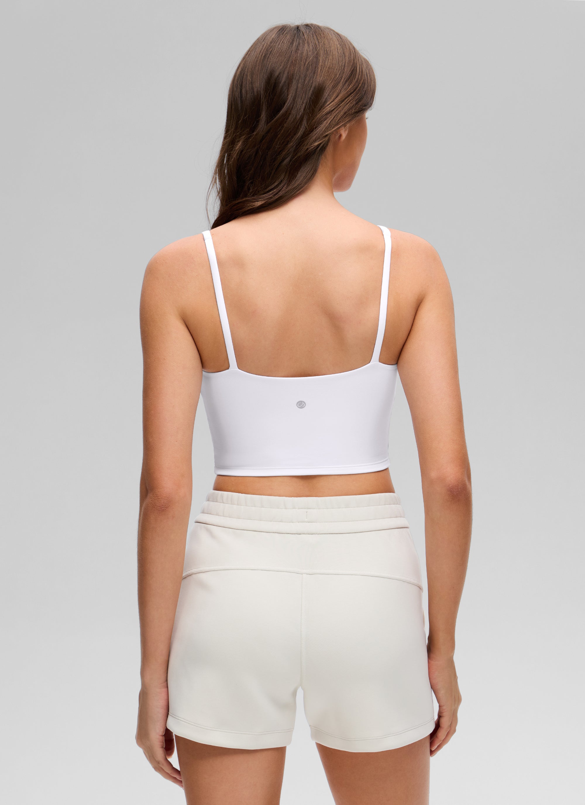CRZ YOGA Women's Butterluxe Soft Square Neck Crop Double Lined Tank White