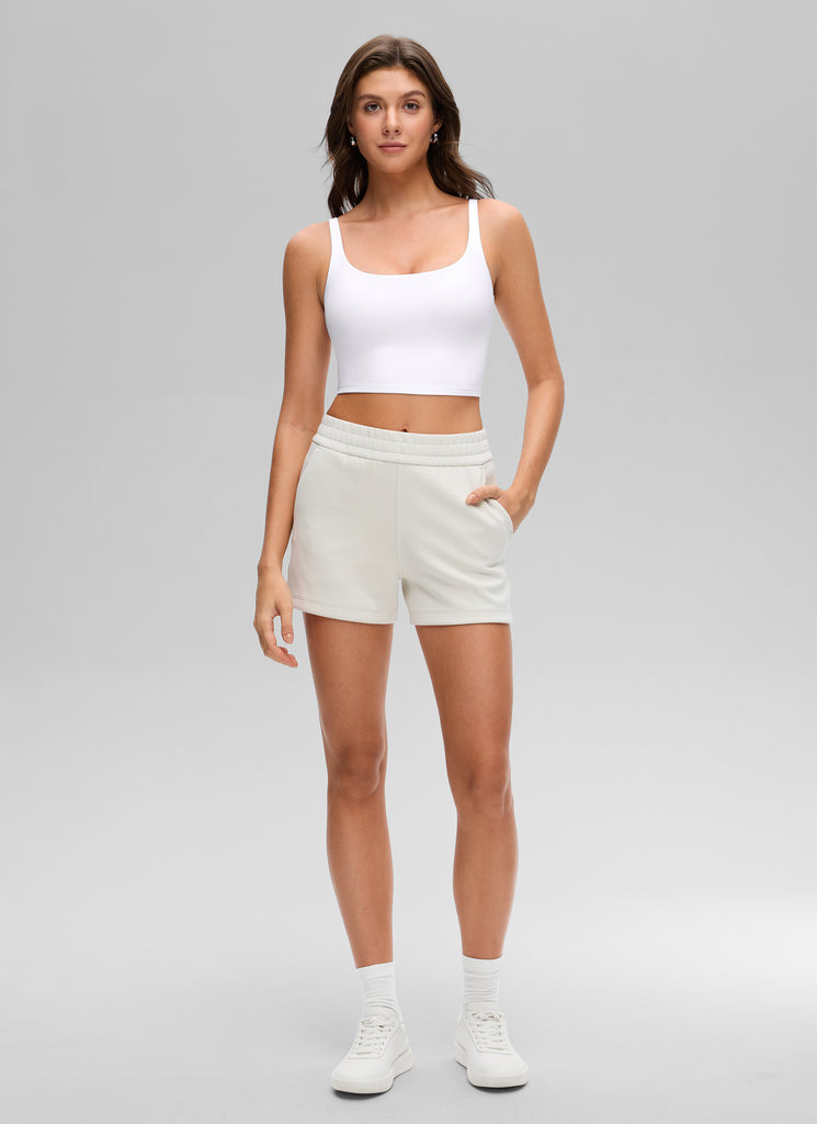 CRZ YOGA Women's Butterluxe Soft Square Neck Crop Double Lined Tank Black