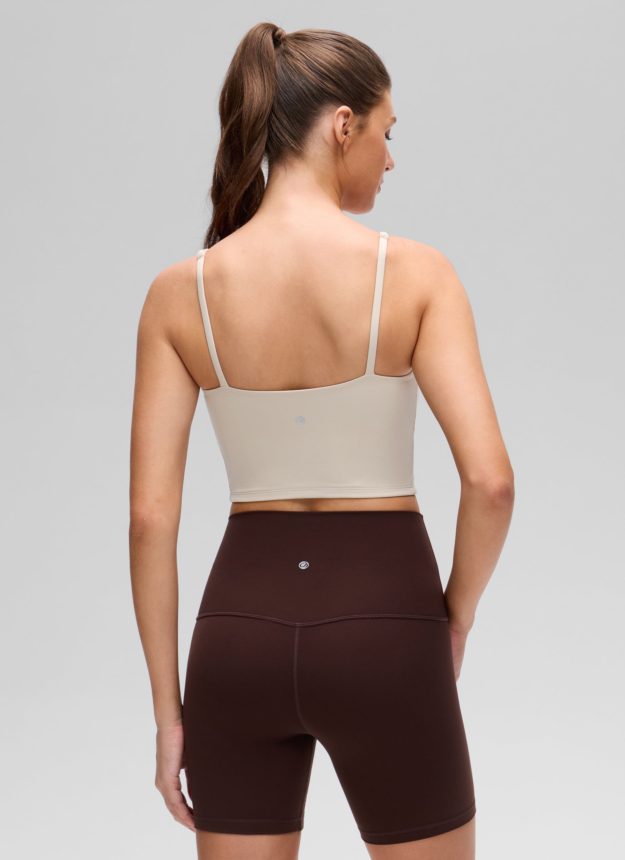 CRZ YOGA Women's Butterluxe Soft Square Neck Crop Double Lined Tank Mojave Tan