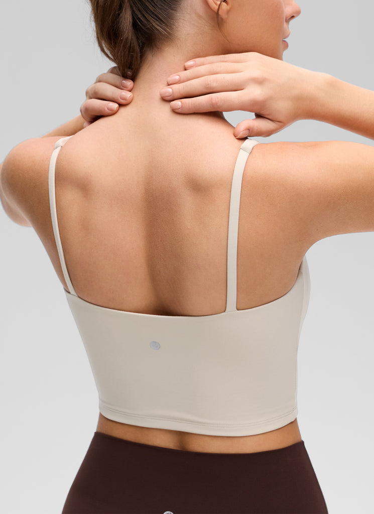 CRZ YOGA Women's Butterluxe Soft Square Neck Crop Double Lined Tank Hot Fudge Brown