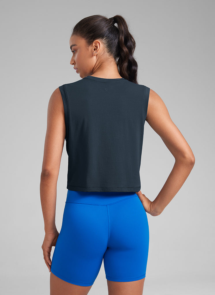 CRZ YOGA Women Workout Casual Poly Cotton-Blend Muscle Tank Quick Dry Deep Red