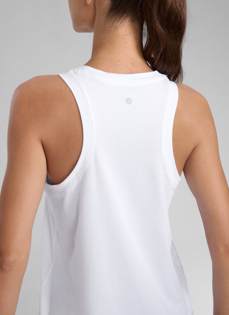 CRZ YOGA Women Workout Casual Poly Cotton-Blend Racerback Tank Tops White