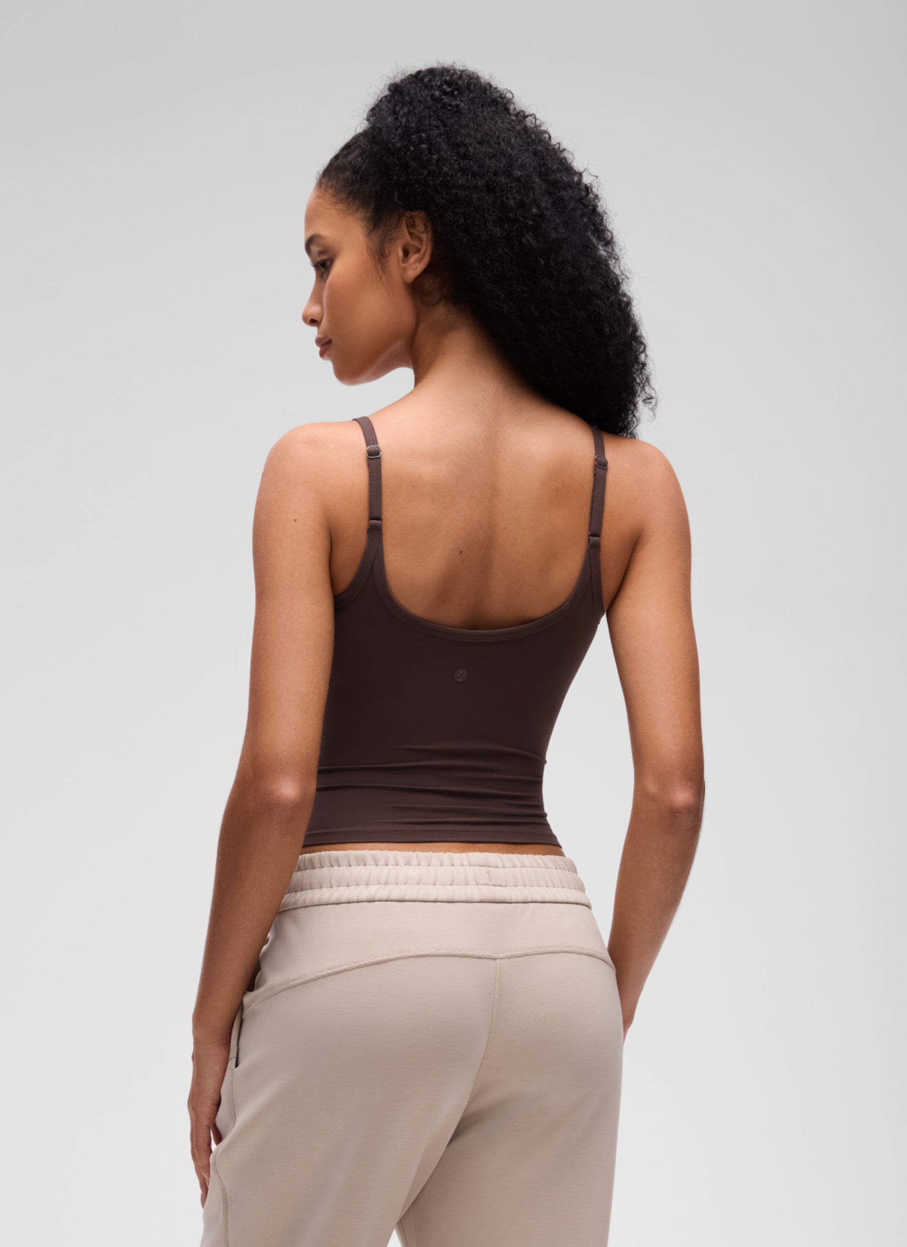 CRZ YOGA Women's Softembrace Casual Scoop Neck Double Lined Tank Hot Fudge Brown