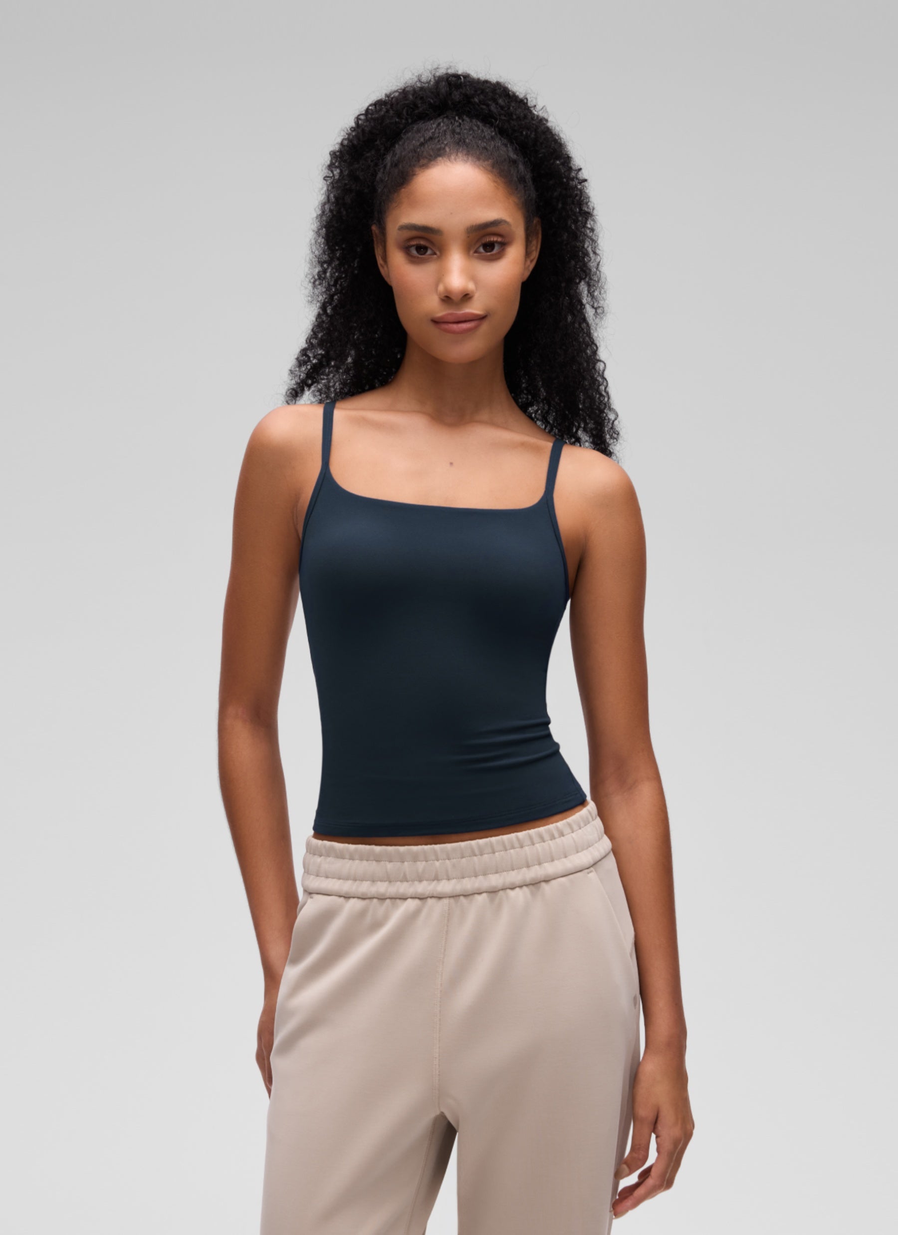 CRZ YOGA Women's Softembrace Casual Scoop Neck Double Lined Tank True Navy