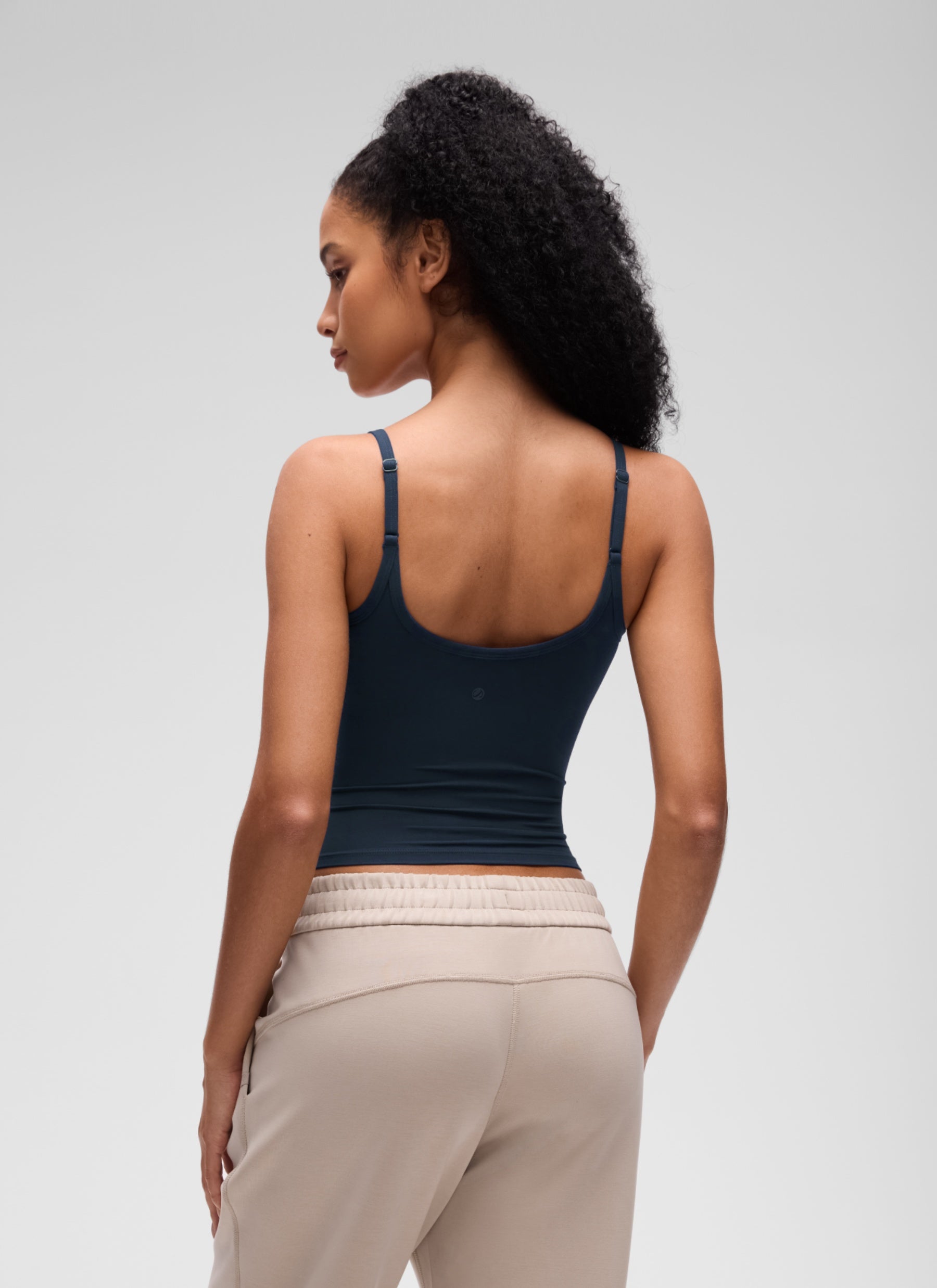 CRZ YOGA Women's Softembrace Casual Scoop Neck Double Lined Tank True Navy