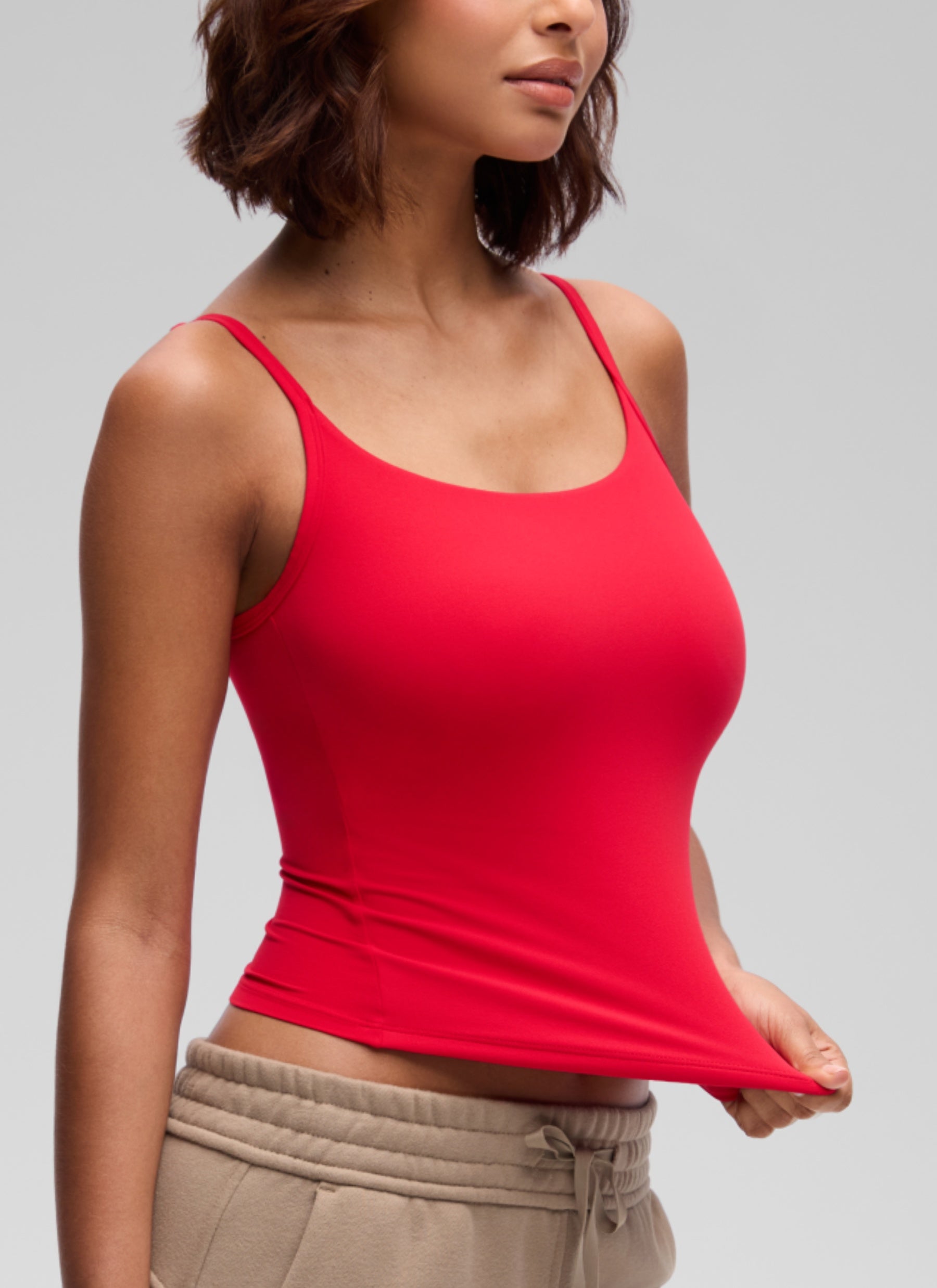 CRZ YOGA Women's Softembrace Casual Scoop Neck Double Lined Tank Aurora Red @model_info:T