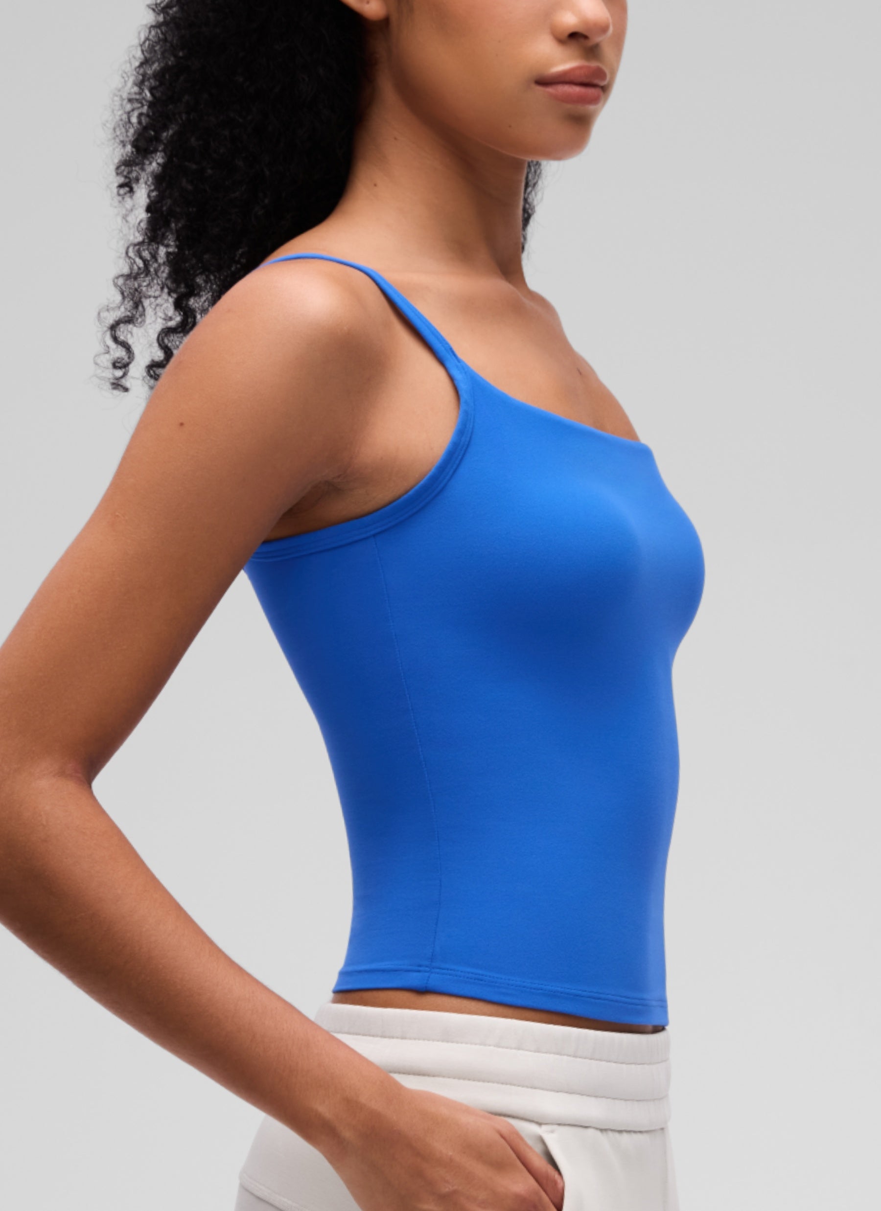 CRZ YOGA Women's Softembrace Casual Scoop Neck Double Lined Tank Sparkle Blue