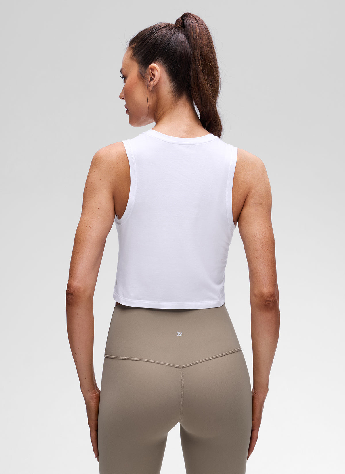 CRZ YOGA Women's Pima Cotton Casual Crewneck RacerBack Crop Tank White