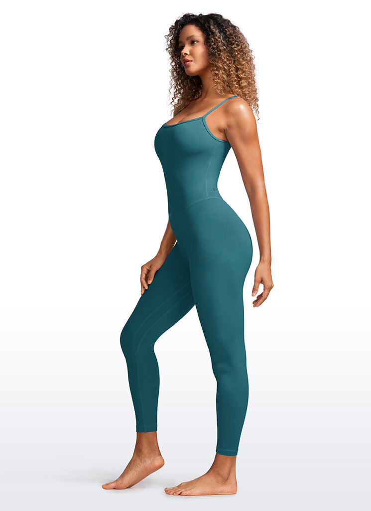 CRZ YOGA Women's Yoga Tight Fit Jumpsuits Build-in Bra Bodysuits Green Jade