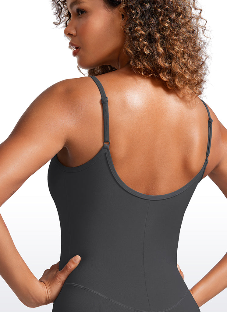 CRZ YOGA Women's Yoga Tight Fit Jumpsuits Build-in Bra Bodysuits Mysterious Grey