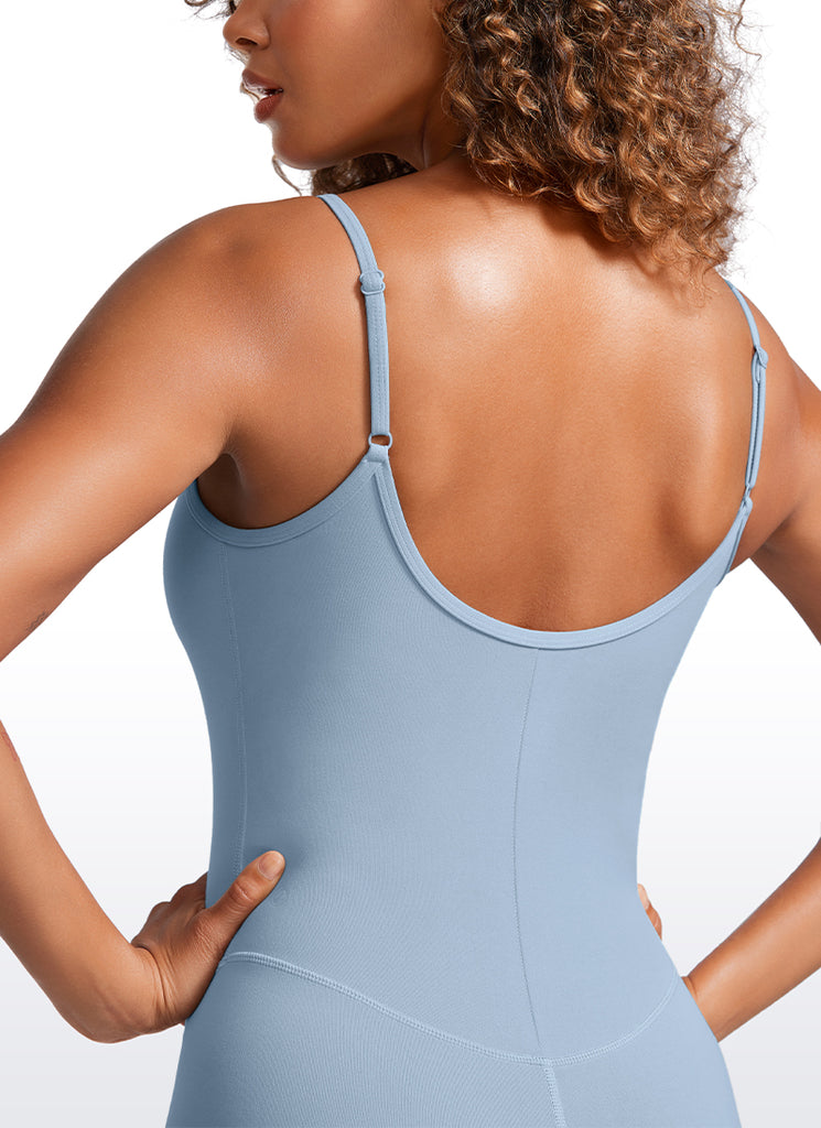 CRZ YOGA Women's Yoga Tight Fit Jumpsuits Build-in Bra Bodysuits Mysterious Grey