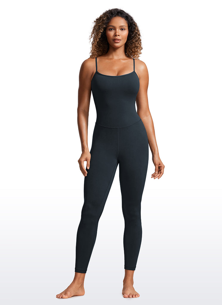 CRZ YOGA Women's Yoga Tight Fit Jumpsuits Build-in Bra Bodysuits Black