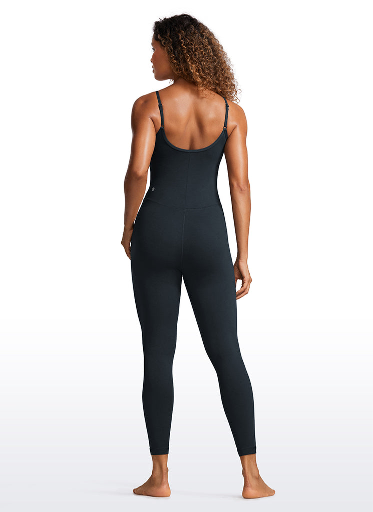 CRZ YOGA Women's Yoga Tight Fit Jumpsuits Build-in Bra Bodysuits Black