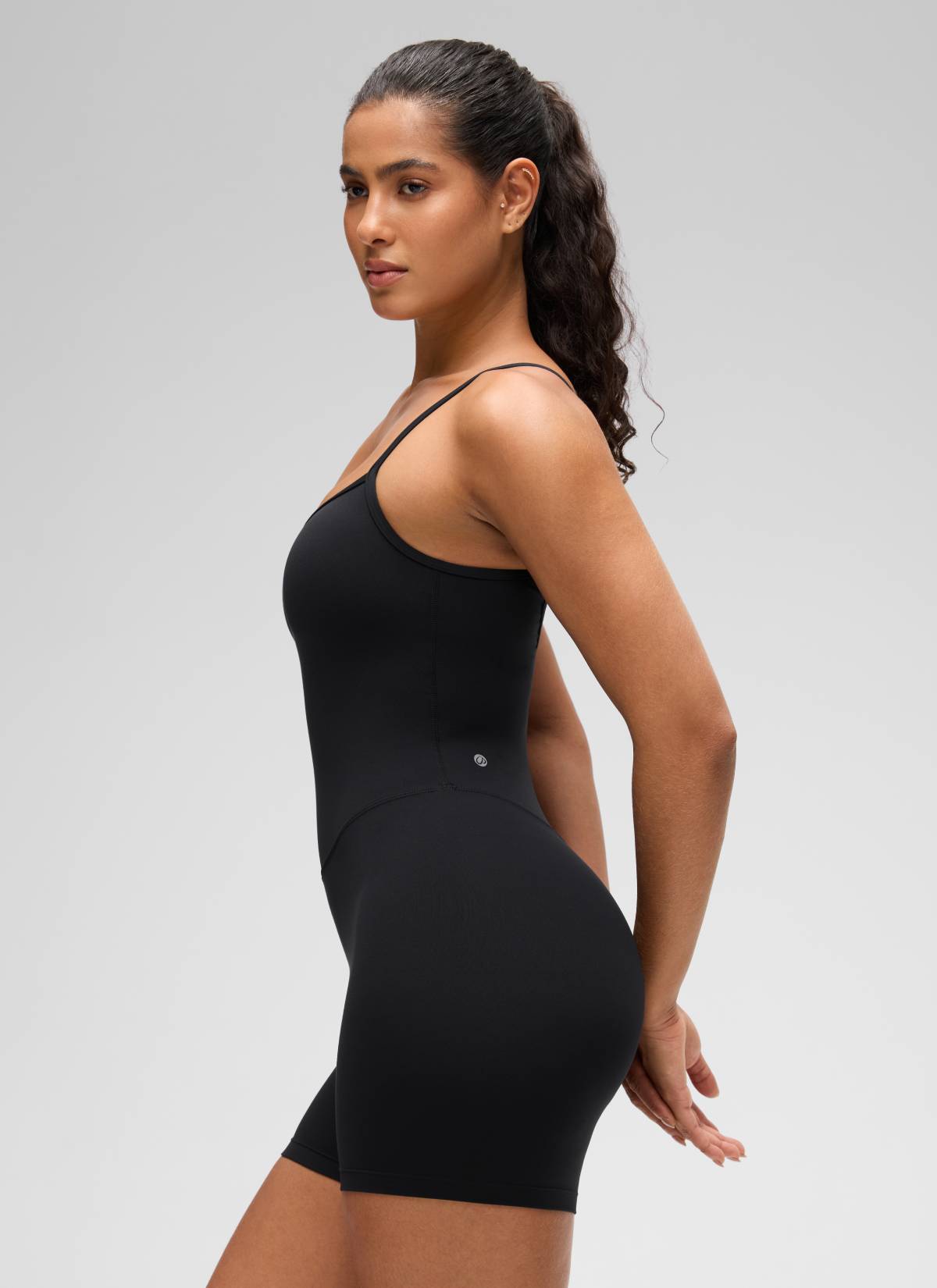 CRZ YOGA Women's Yoga Tight Fit Romper Shorts Bodysuit Jumpsuits Black