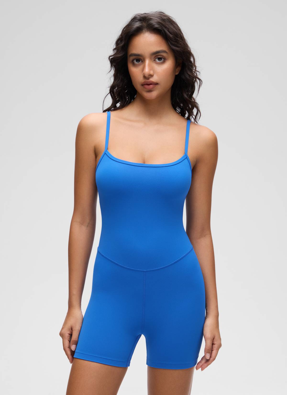 CRZ YOGA Women's Yoga Tight Fit Romper Shorts Bodysuit Jumpsuits Sparkle Blue