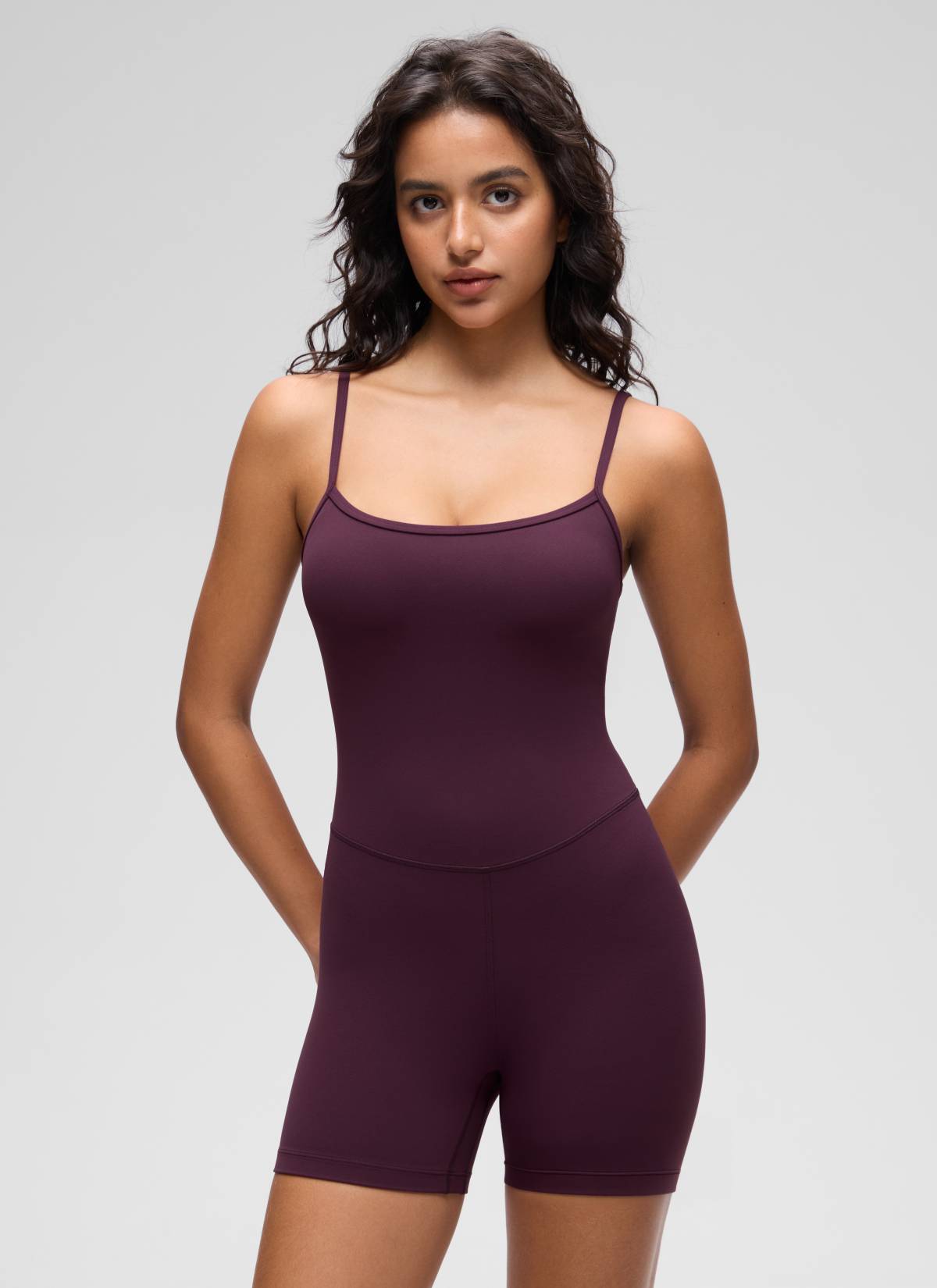 CRZ YOGA Women's Yoga Tight Fit Romper Shorts Bodysuit Jumpsuits Deep Purple