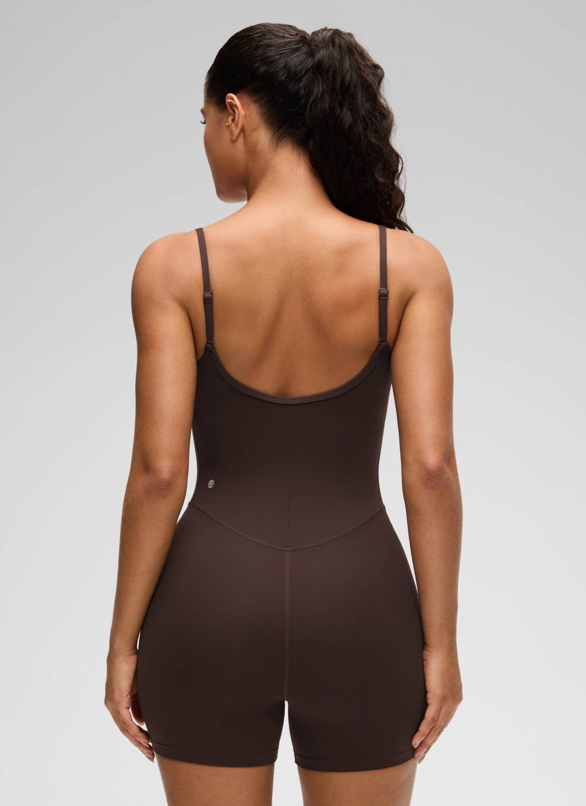 CRZ YOGA Women's Yoga Tight Fit Romper Shorts Bodysuit Jumpsuits Hot Fudge Brown