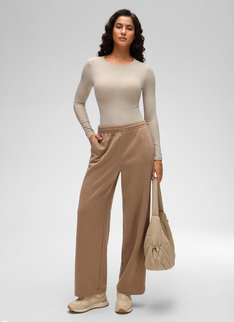 CRZ YOGA Women's Softembrace Casual Scoop Neck Tight Fit Bodysuit Black