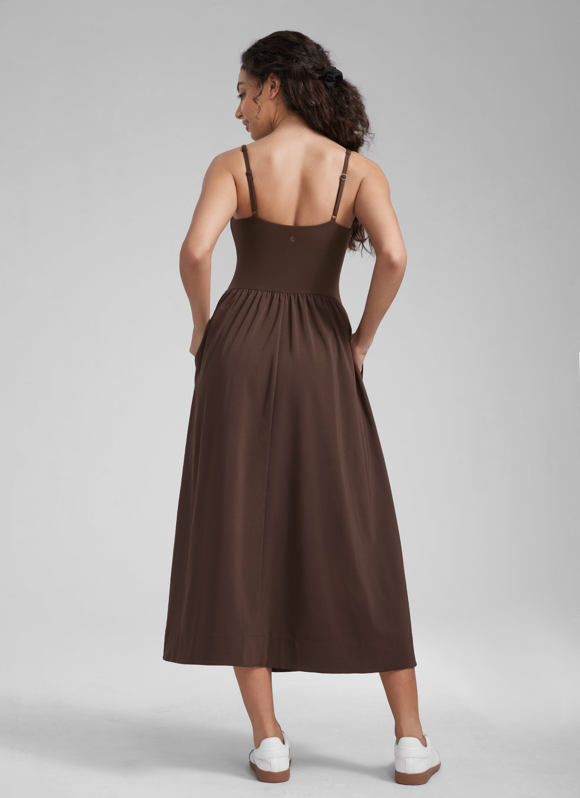 Square Neck Sleeveless Pocket Dress