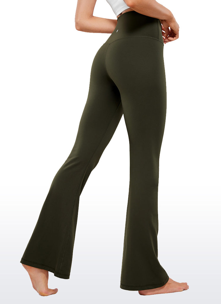 CRZ YOGA Women Butterluxe V Crossover High Waist Flare Leggings 31" Olive Green