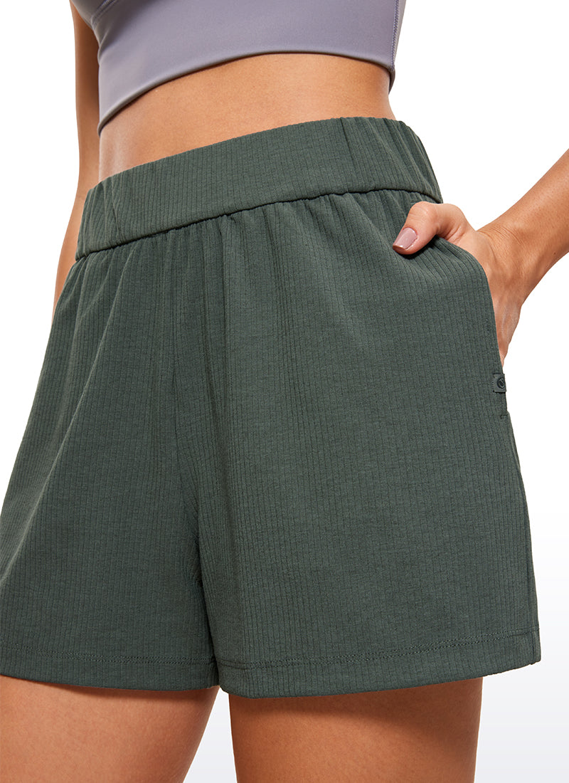 Ribbed High Rise Sweat Short 3''