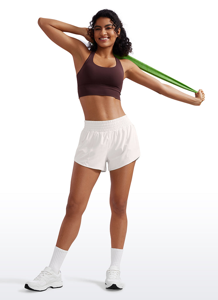 CRZ YOGA Women's Running Feathery-Fit High Rise Lined Shorts 2.5'' Deep Red