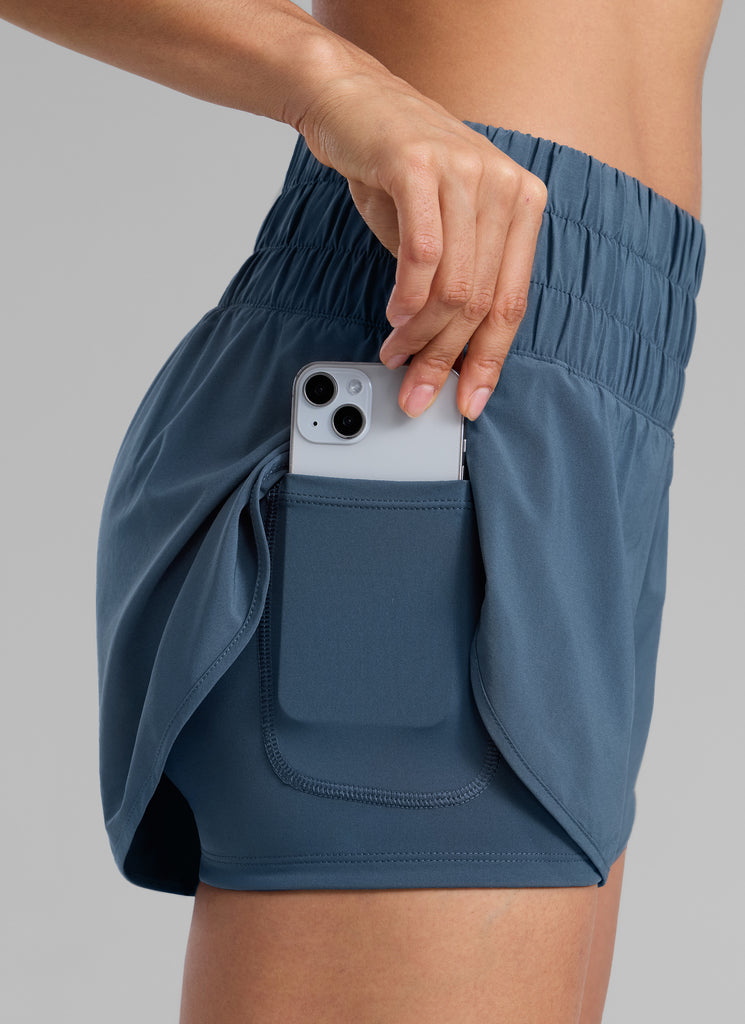 CRZ YOGA Women's Train High-Rise 2 in 1 Shorts with Pocket 3'' Stelindigo