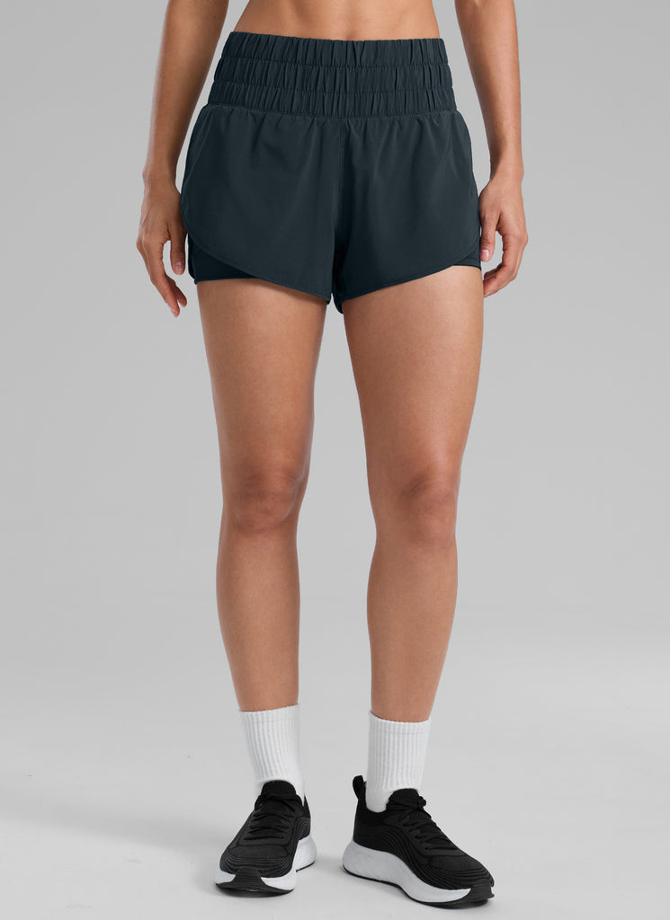 CRZ YOGA Women's Train High-Rise 2 in 1 Shorts with Pocket 3'' Stelindigo