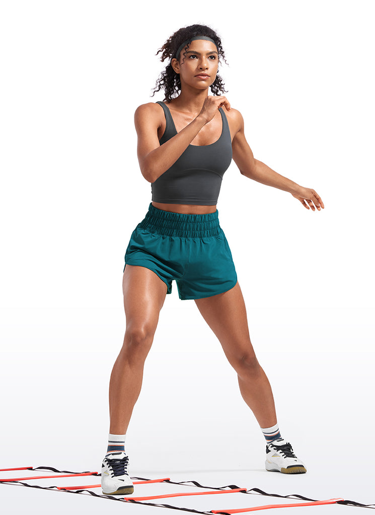 CRZ YOGA Women's Running Feathery-Fit Soft High Rise Shorts Pocket 3'' Borealis Green