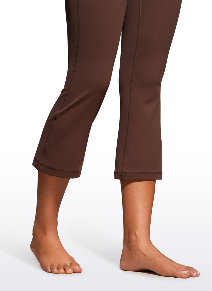 Butterluxe High Waist Flare Wide Leg Bootcut Pockets Leggings 23" Coffee Brown