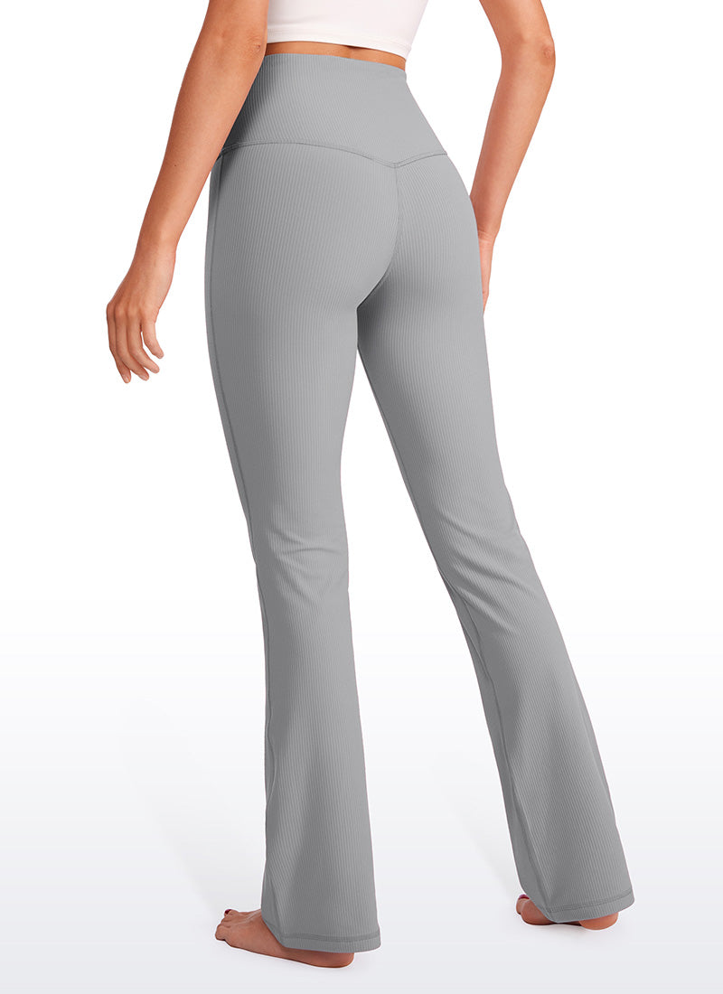 CRZ YOGA Womens Ribbed Pocket High Waist Bootcut  Flare Leggings 31